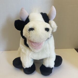 Playful Pals Mervyn's Hand Puppet Black White Cow Puppet Plush Toy 10" Golf